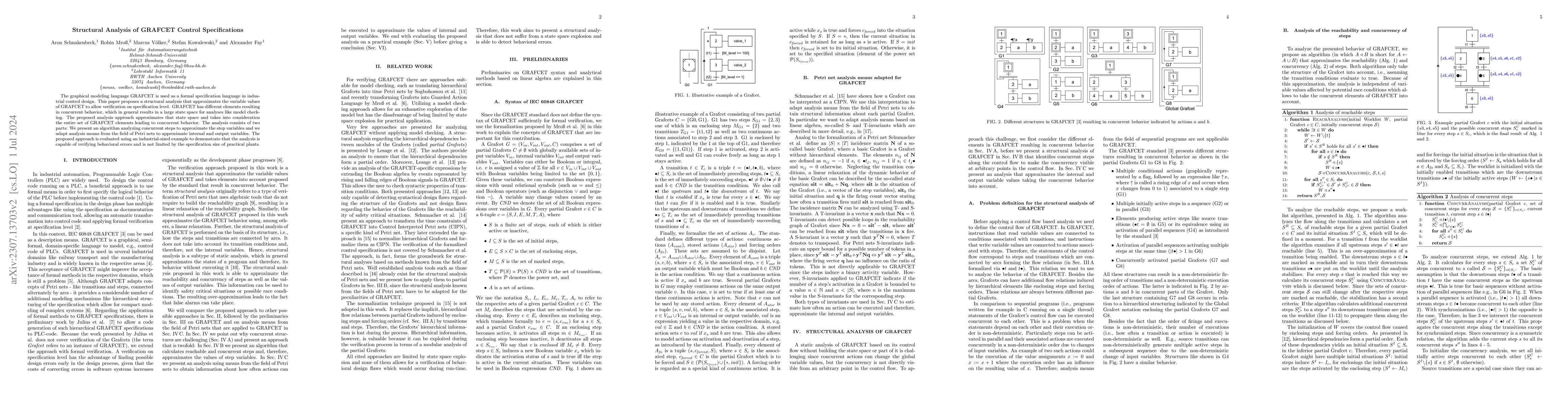 Thumbnail for Structural Analysis of GRAFCET Control Specifications