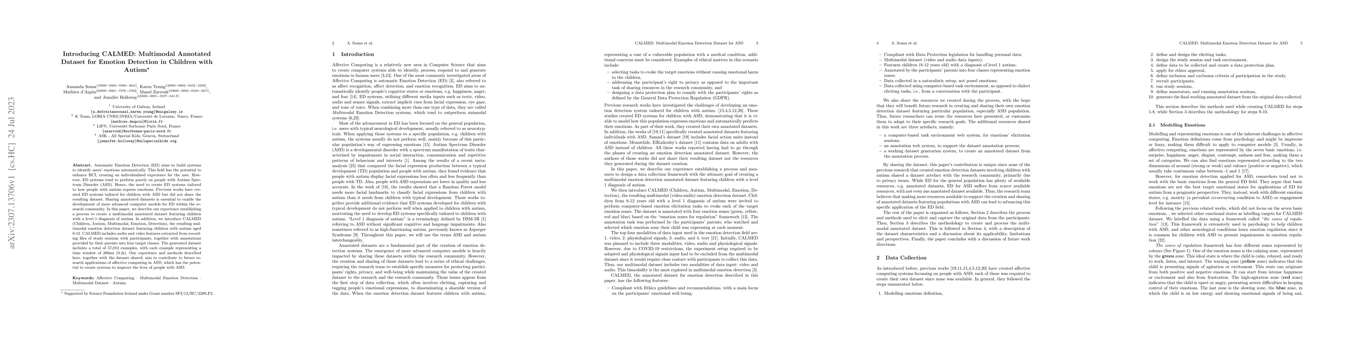 Thumbnail for Introducing CALMED: Multimodal Annotated Dataset for Emotion Detection
  in Children with Autism