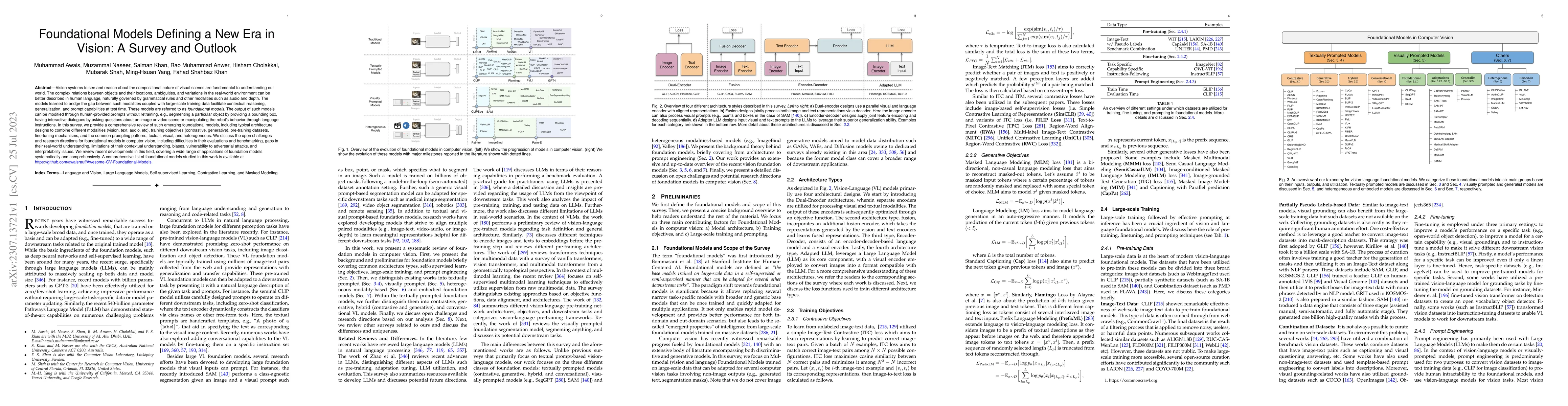 Thumbnail for Foundational Models Defining a New Era in Vision: A Survey and Outlook
