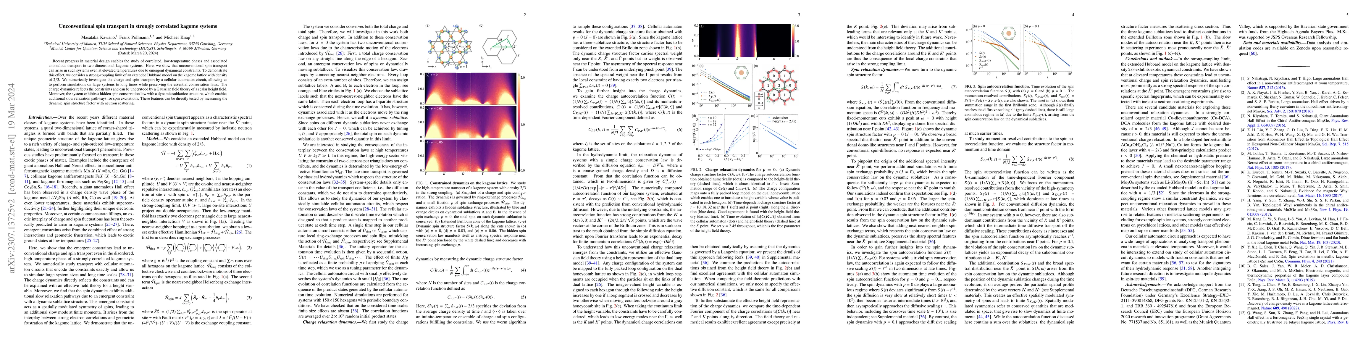 Thumbnail for Unconventional spin transport in strongly correlated kagome systems