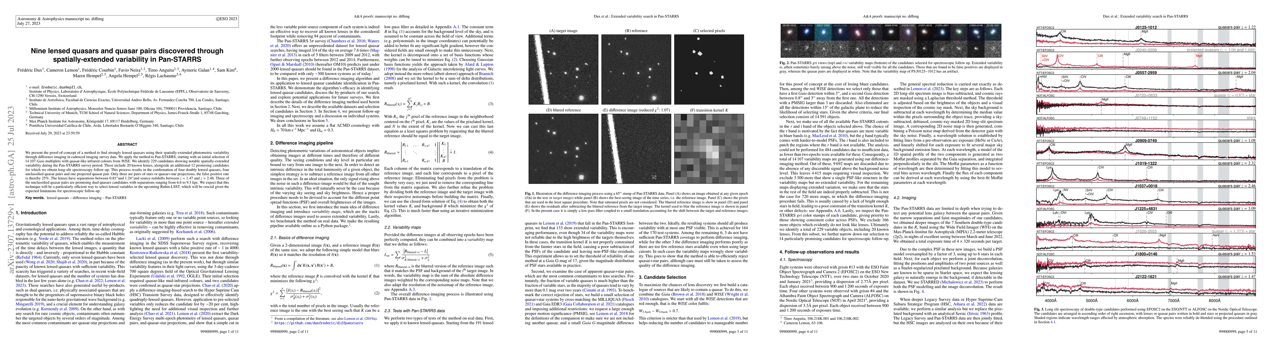 Thumbnail for Nine lensed quasars and quasar pairs discovered through
  spatially-extended variability in Pan-STARRS