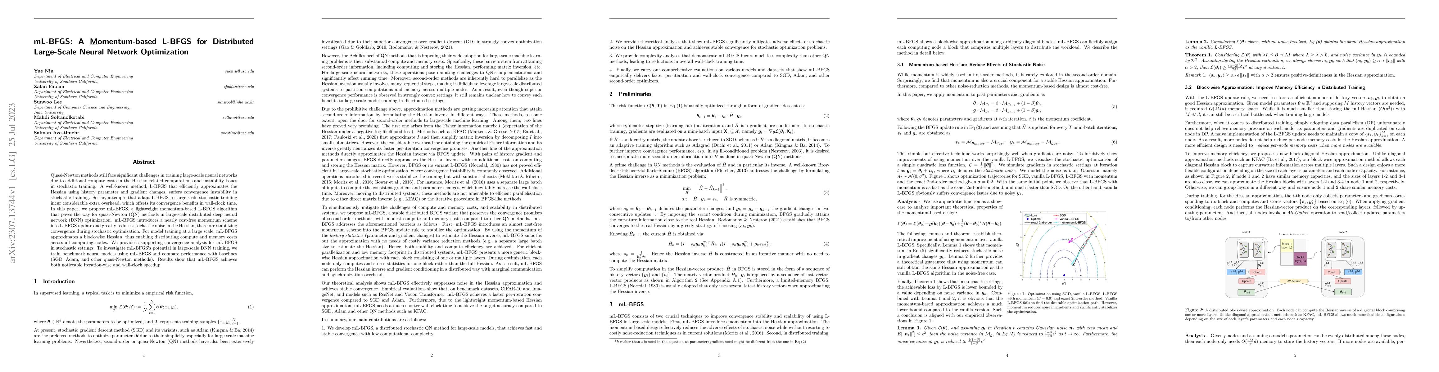 Thumbnail for mL-BFGS: A Momentum-based L-BFGS for Distributed Large-Scale Neural
  Network Optimization