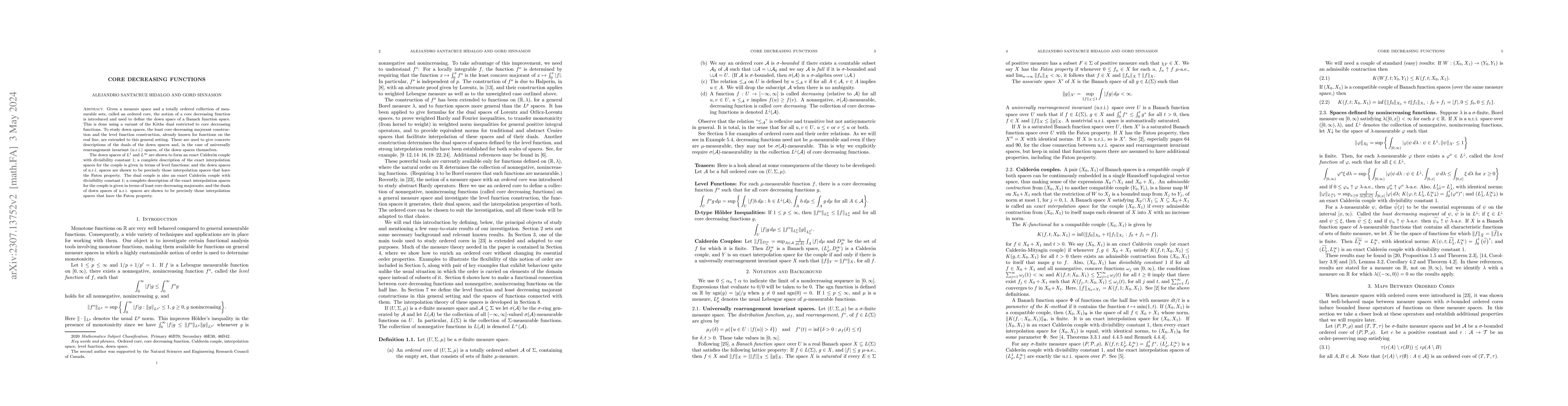 Thumbnail for Core Decreasing Functions
