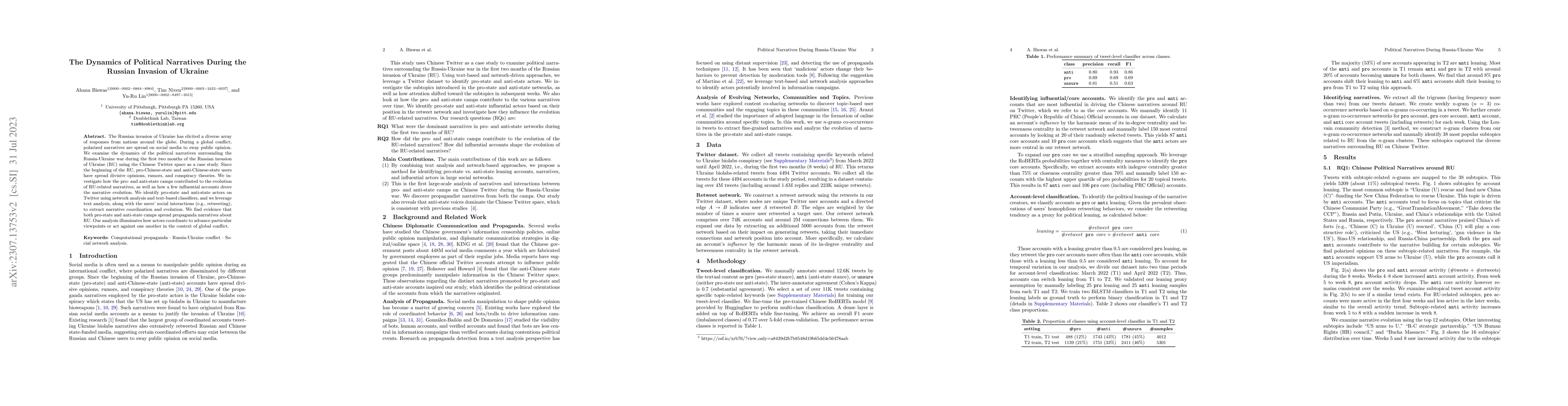 Thumbnail for The Dynamics of Political Narratives During the Russian Invasion of
  Ukraine