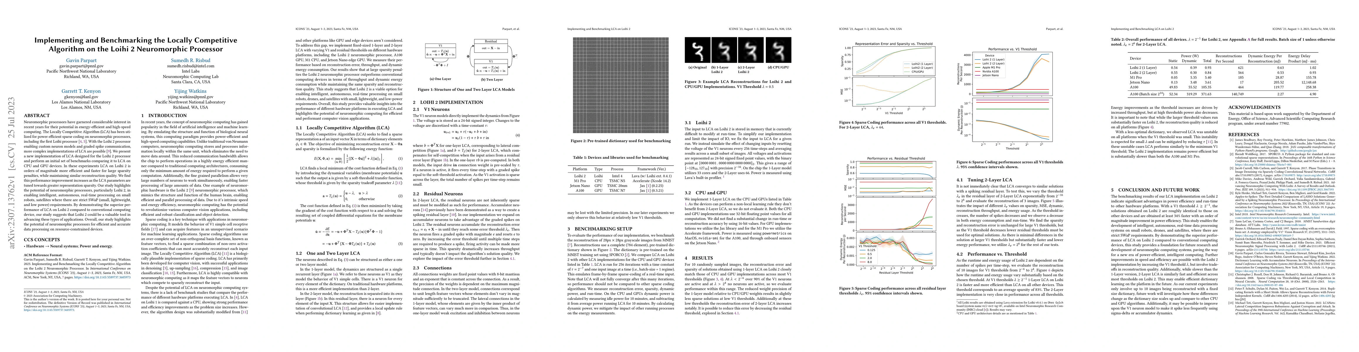 Thumbnail for Implementing and Benchmarking the Locally Competitive Algorithm on the
  Loihi 2 Neuromorphic Processor