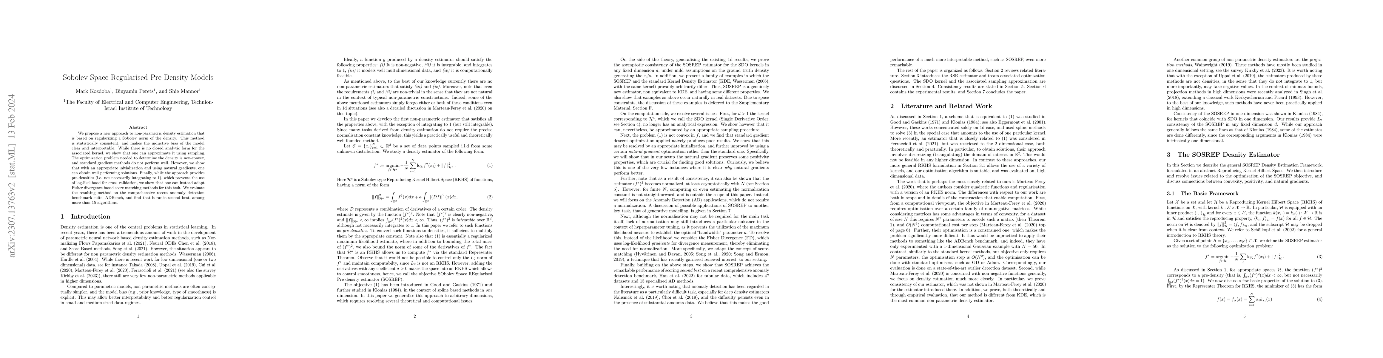 Thumbnail for Sobolev Space Regularised Pre Density Models