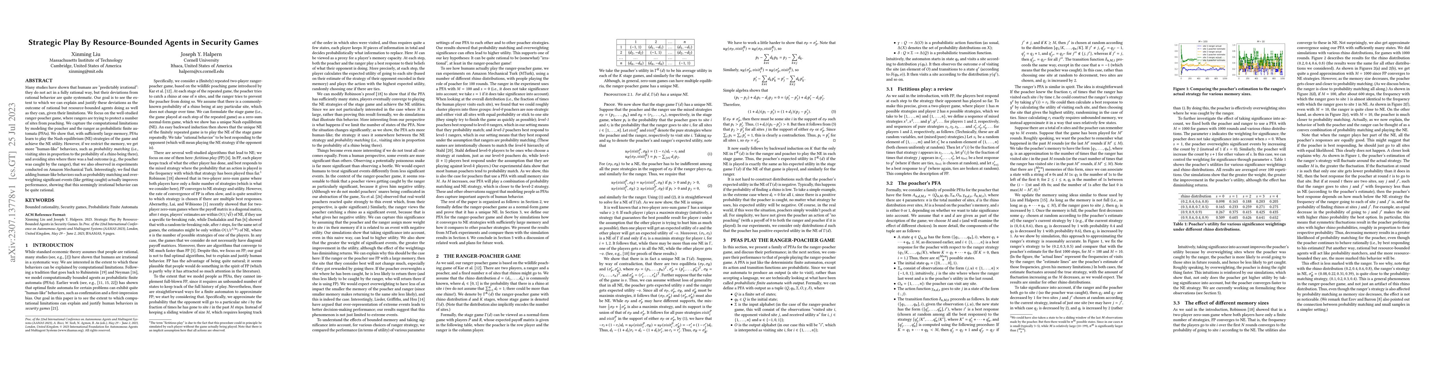 Thumbnail for Strategic Play By Resource-Bounded Agents in Security Games