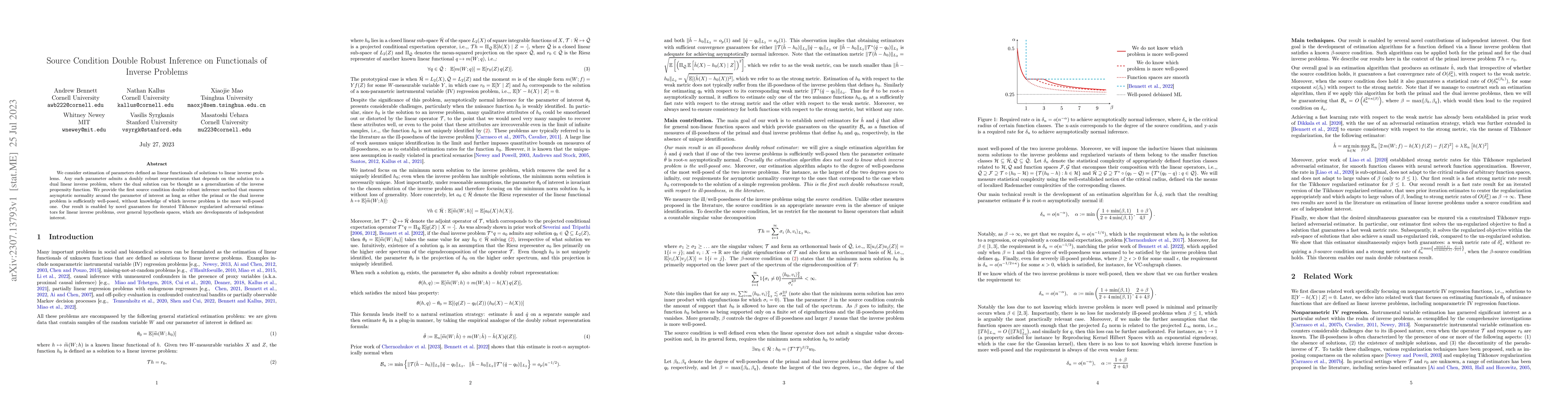 Thumbnail for Source Condition Double Robust Inference on Functionals of Inverse
  Problems