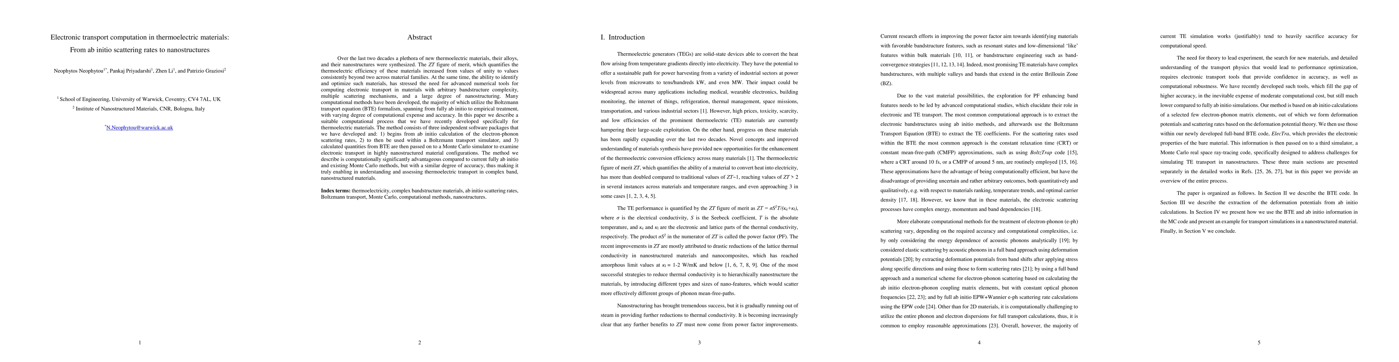 Thumbnail for Electronic transport computation in thermoelectric materials: From ab
  initio scattering rates to nanostructures