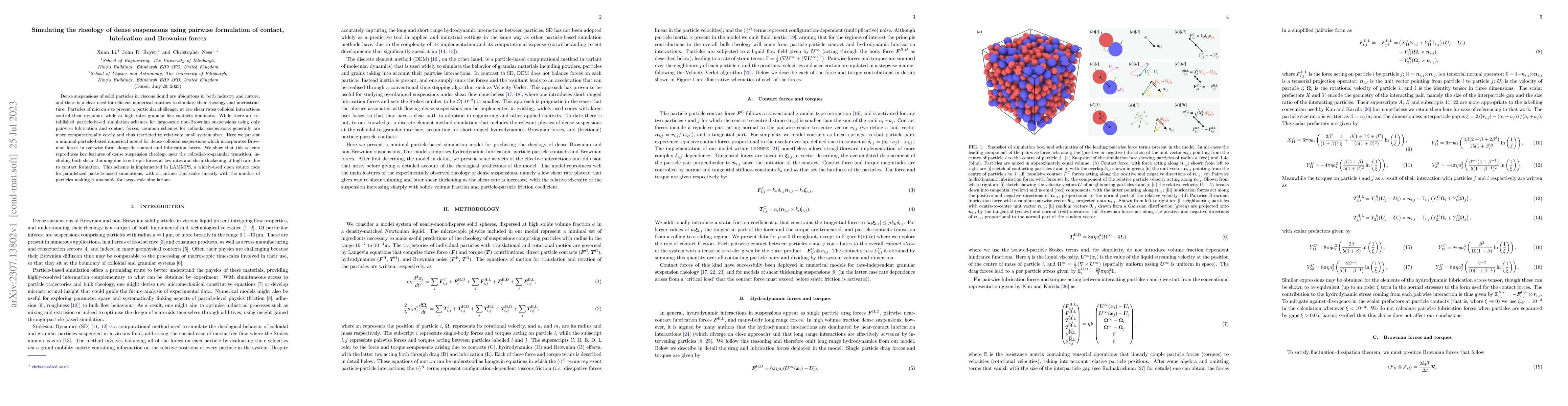 Thumbnail for Simulating the rheology of dense suspensions using pairwise formulation
  of contact, lubrication and Brownian forces