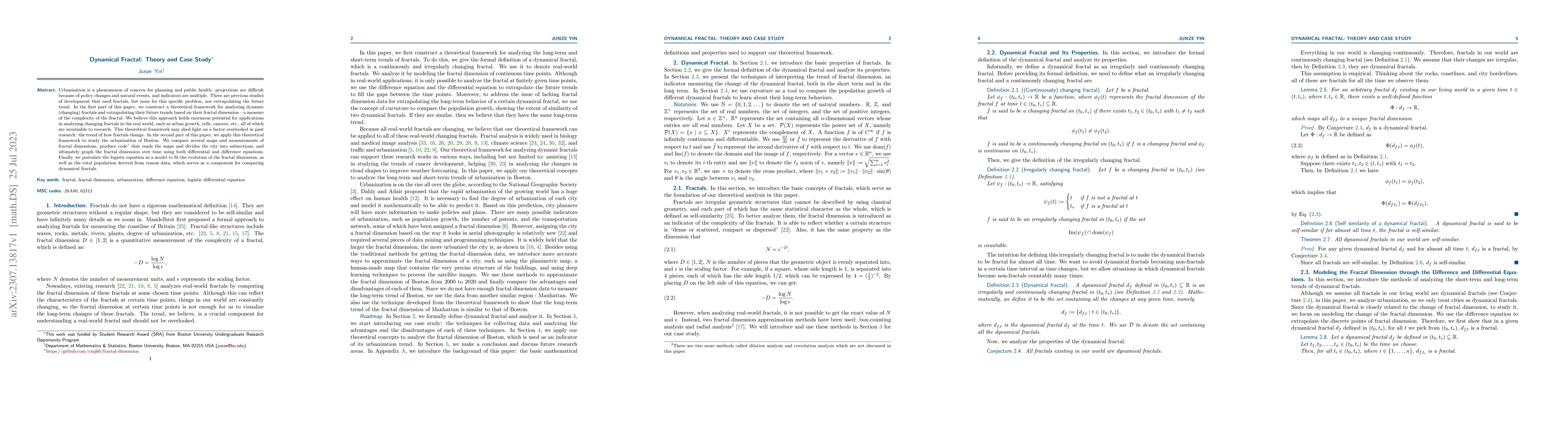 Thumbnail for Dynamical Fractal: Theory and Case Study