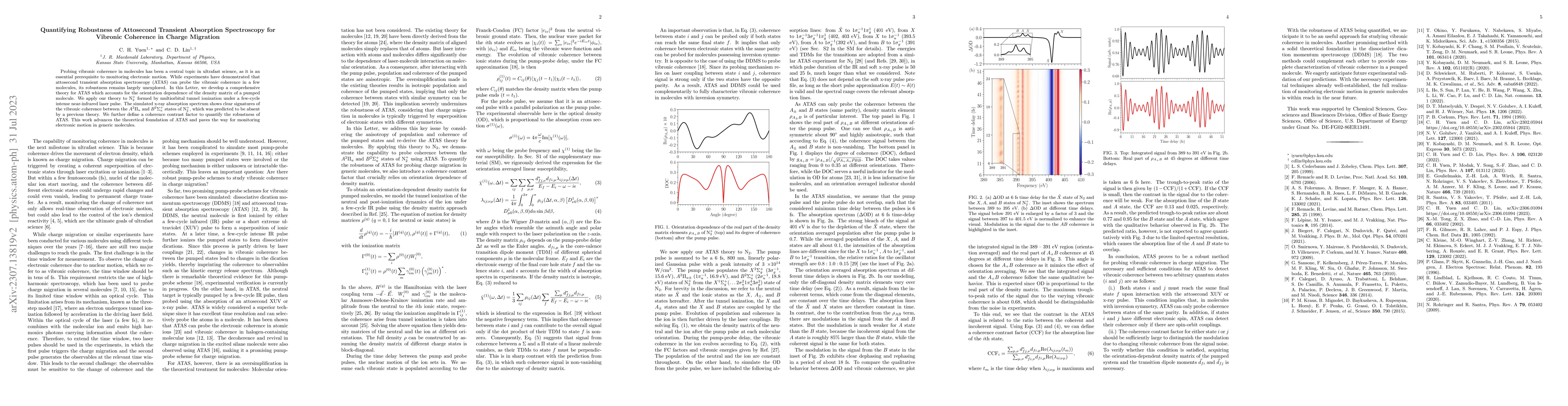 Thumbnail for Quantifying Robustness of Attosecond Transient Absorption Spectroscopy
  for Vibronic Coherence in Charge Migration