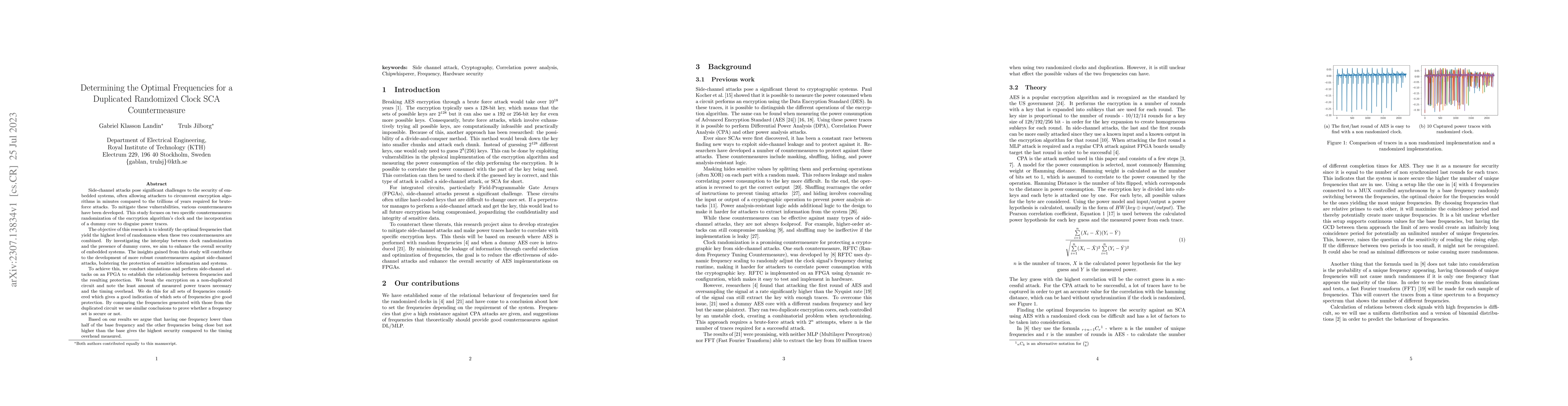 Thumbnail for Determining the Optimal Frequencies for a Duplicated Randomized Clock
  SCA Countermeasure