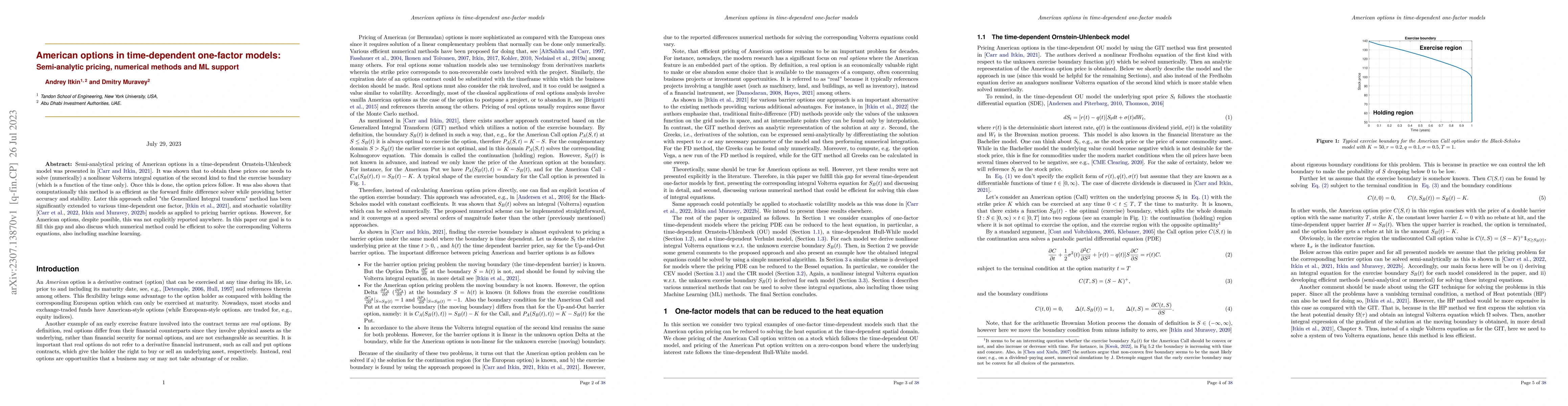 Thumbnail for American options in time-dependent one-factor models: Semi-analytic
  pricing, numerical methods and ML support