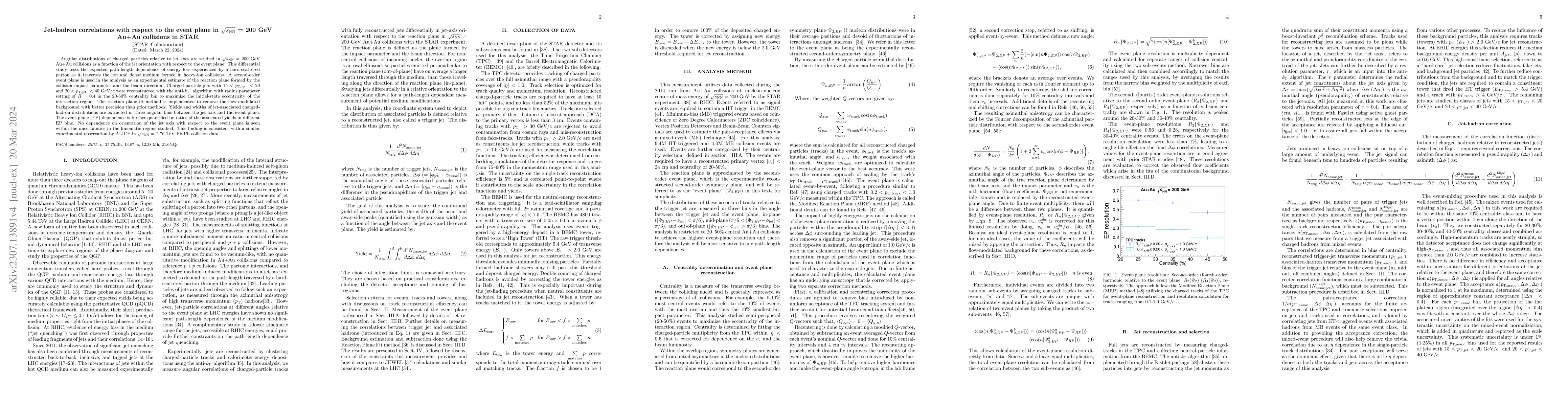 Thumbnail for Jet-hadron correlations with respect to the event plane in
  $\sqrt{s_{\mathrm{NN}}}$ = 200 GeV Au+Au collisions in STAR