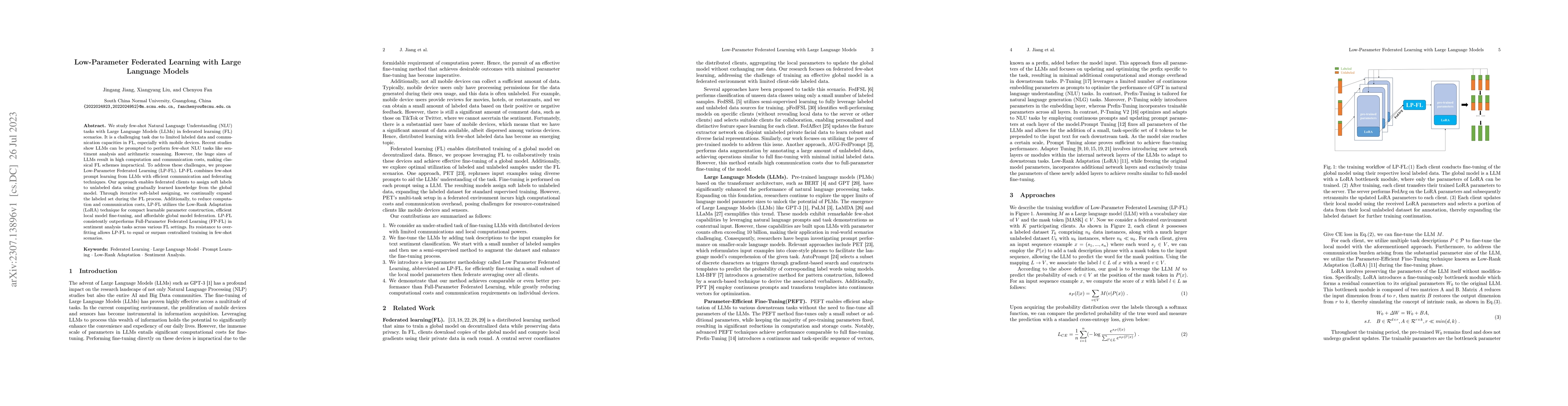 Thumbnail for Low-Parameter Federated Learning with Large Language Models