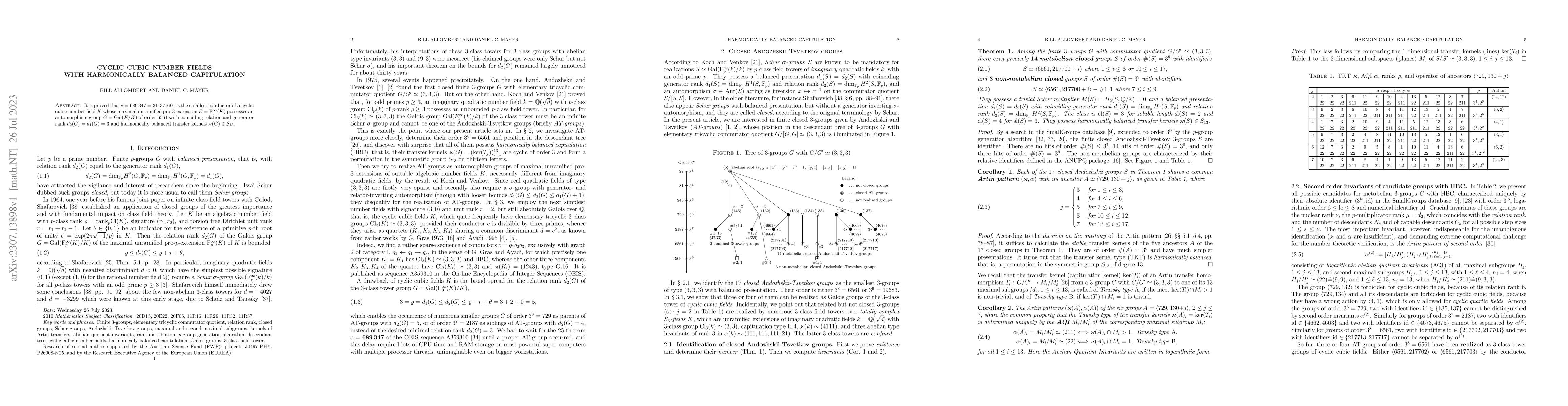 Thumbnail for Cyclic cubic number fields with harmonically balanced capitulation