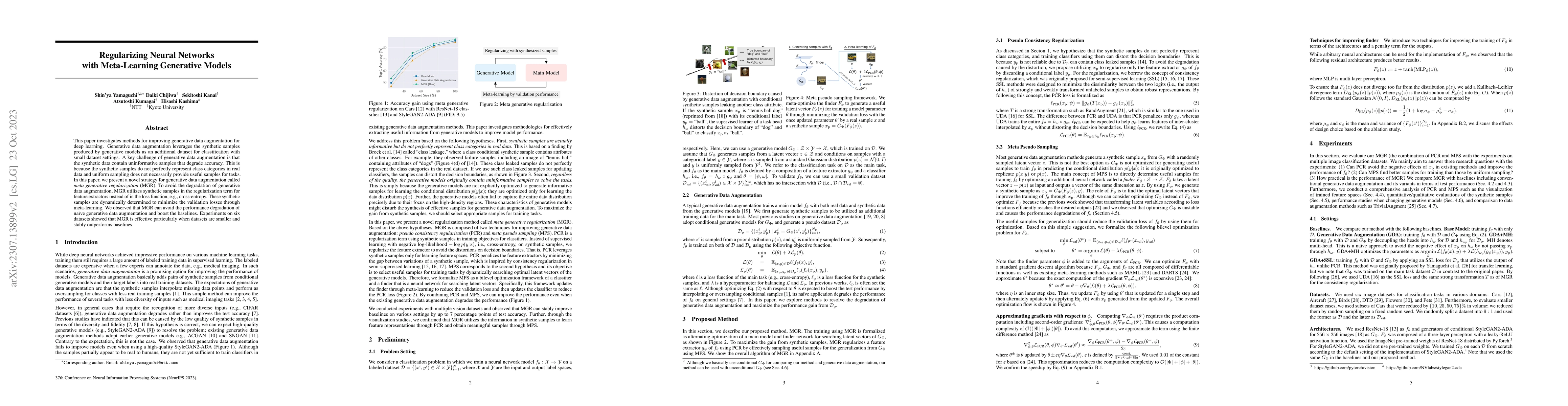 Thumbnail for Regularizing Neural Networks with Meta-Learning Generative Models