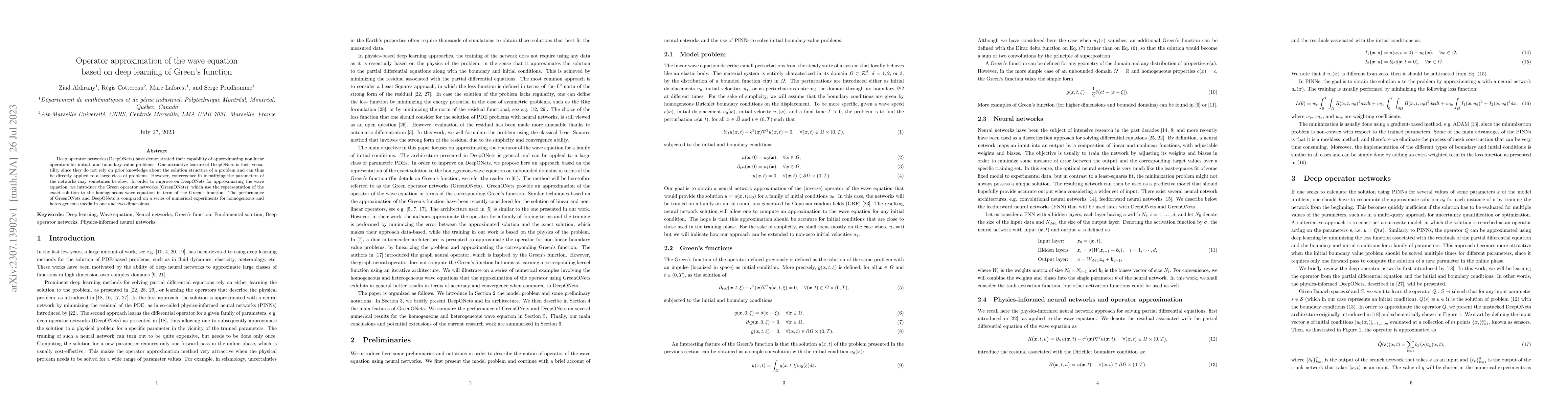 Thumbnail for Operator approximation of the wave equation based on deep learning of
  Green's function