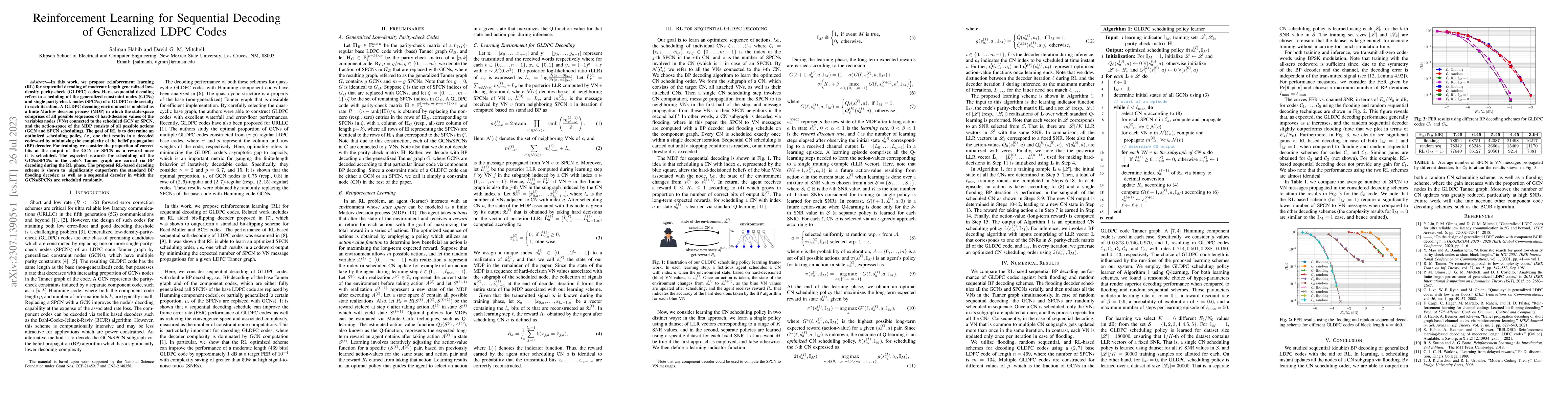 Thumbnail for Reinforcement Learning for Sequential Decoding of Generalized LDPC Codes