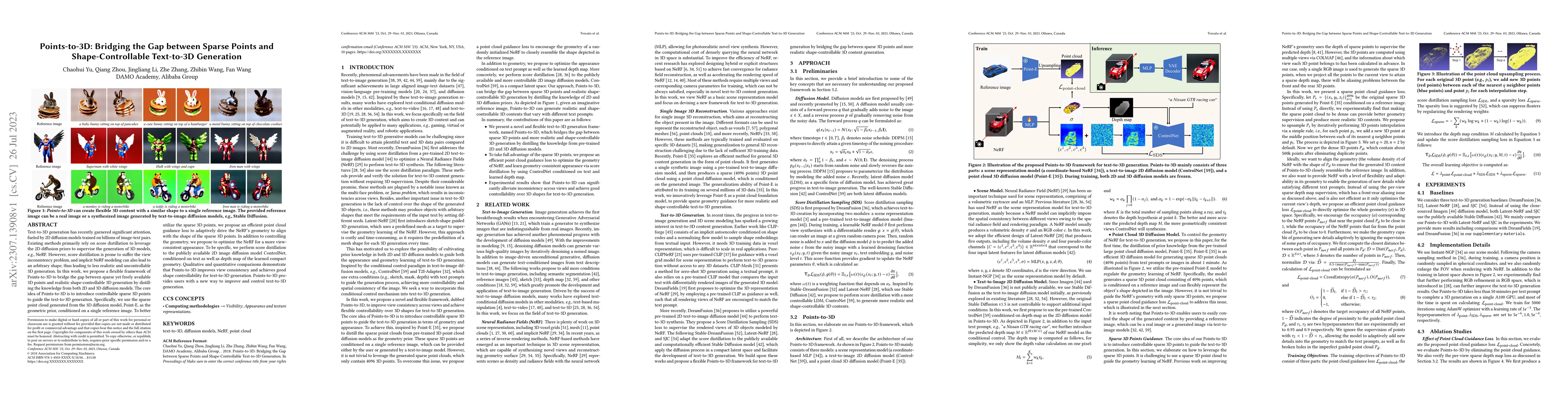 Thumbnail for Points-to-3D: Bridging the Gap between Sparse Points and
  Shape-Controllable Text-to-3D Generation