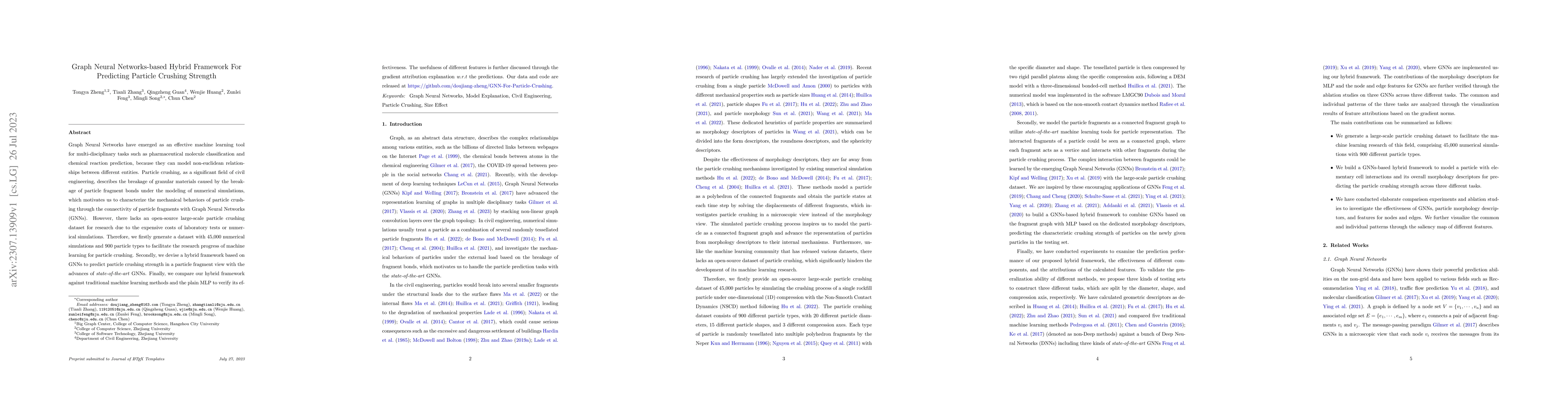 Thumbnail for Graph Neural Networks-based Hybrid Framework For Predicting Particle
  Crushing Strength