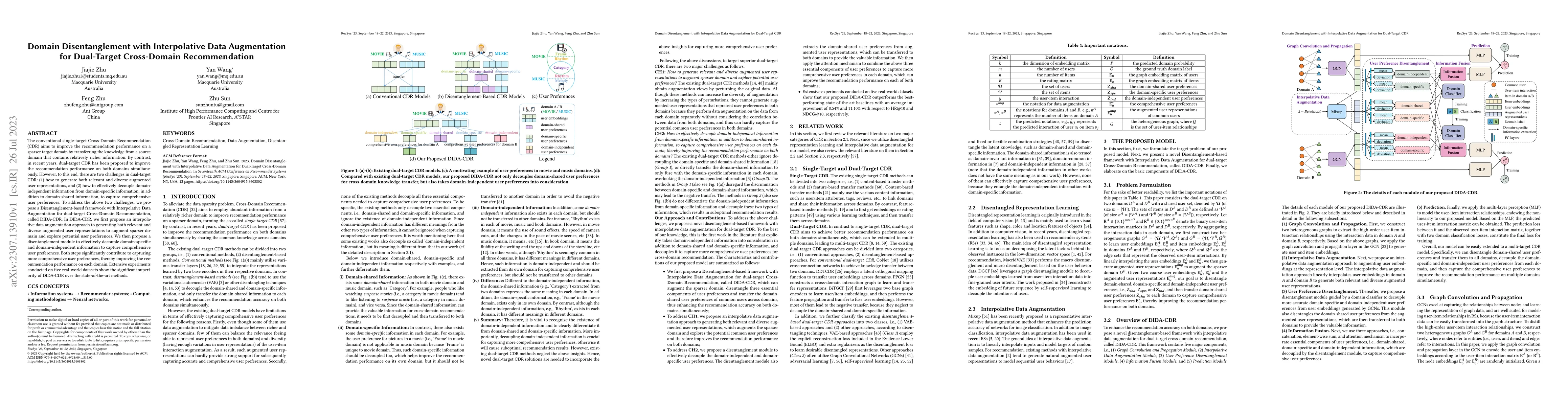 Thumbnail for Domain Disentanglement with Interpolative Data Augmentation for
  Dual-Target Cross-Domain Recommendation