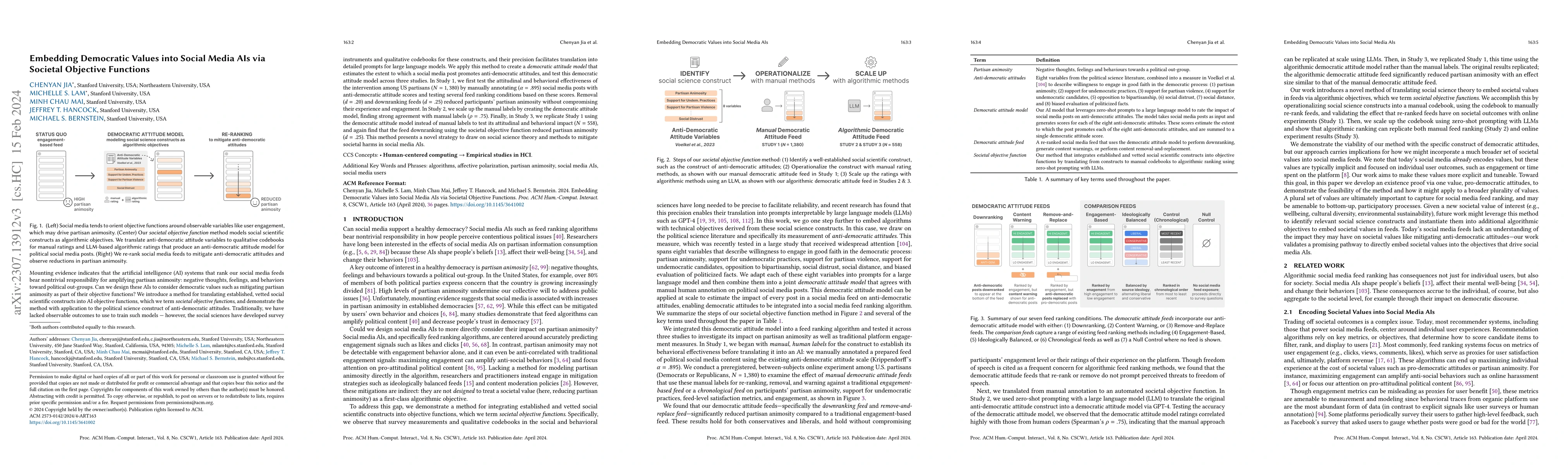 Thumbnail for Embedding Democratic Values into Social Media AIs via Societal Objective
  Functions