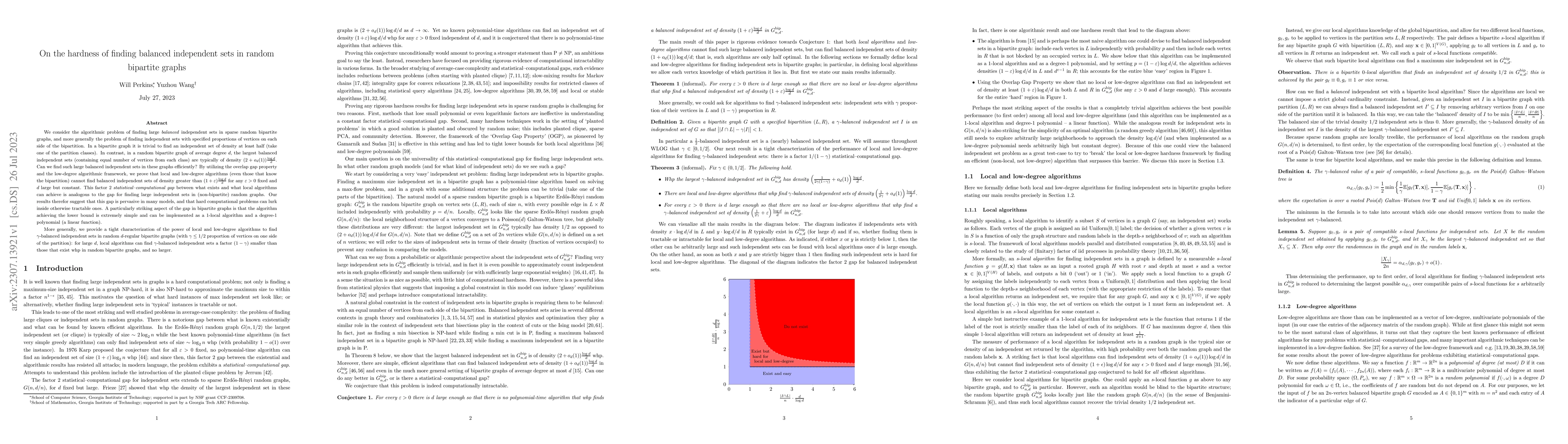 Thumbnail for On the hardness of finding balanced independent sets in random bipartite
  graphs