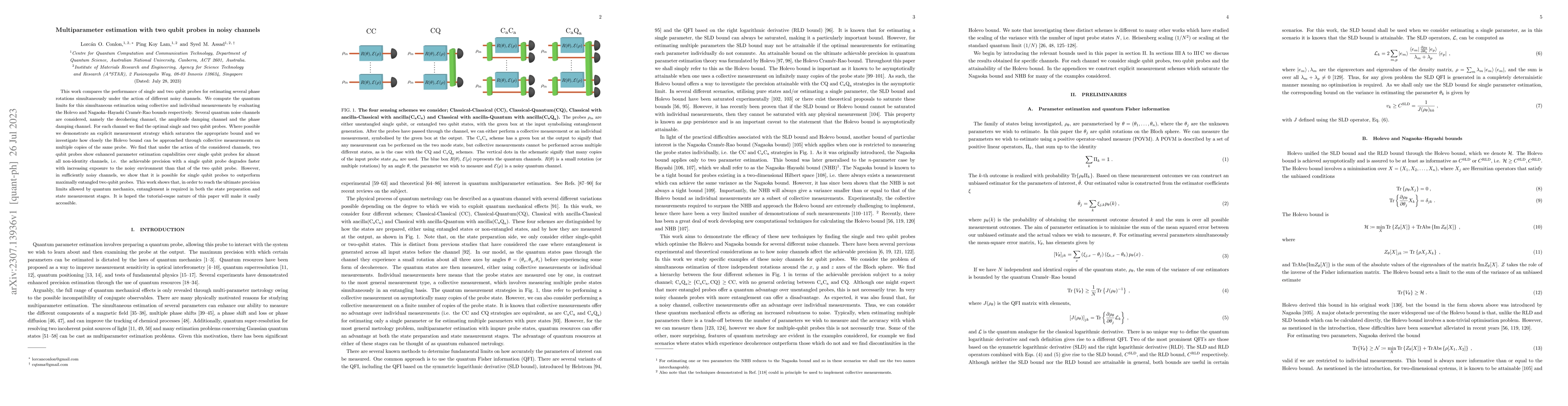 Thumbnail for Multiparameter estimation with two qubit probes in noisy channels