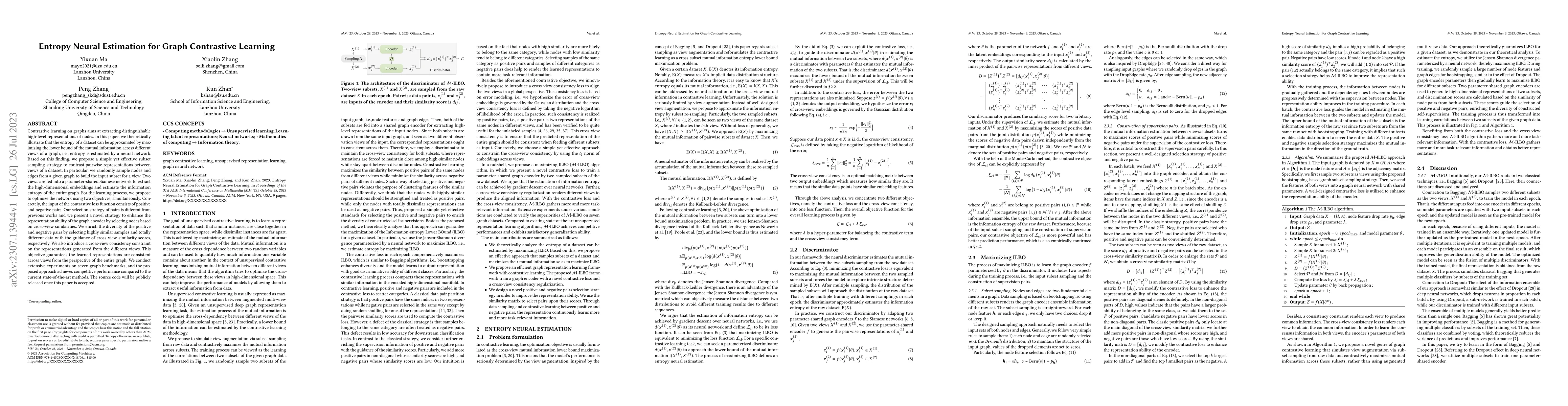 Thumbnail for Entropy Neural Estimation for Graph Contrastive Learning