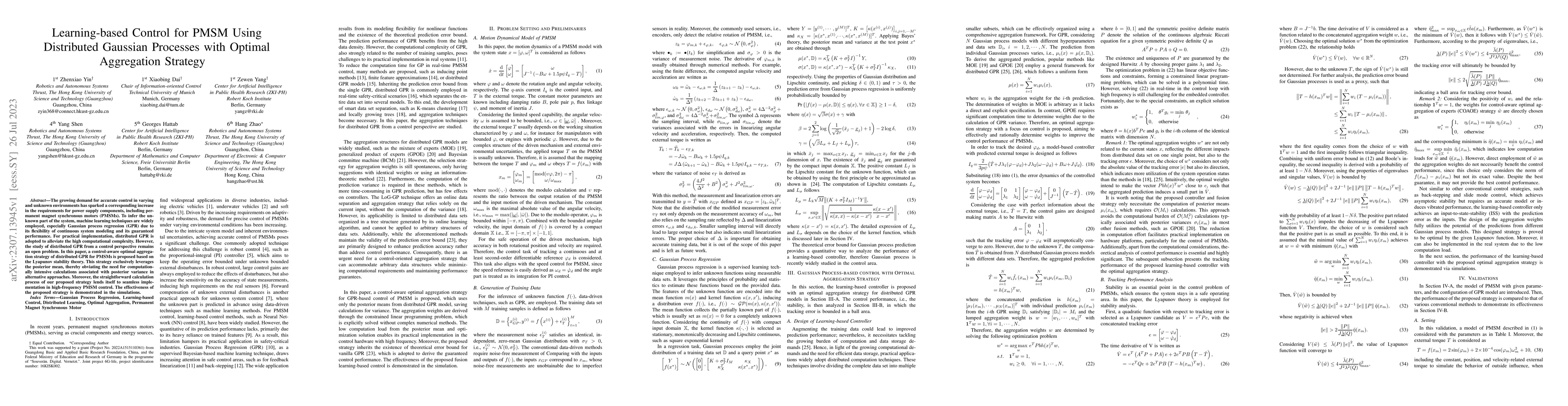 Thumbnail for Learning-based Control for PMSM Using Distributed Gaussian Processes
  with Optimal Aggregation Strategy