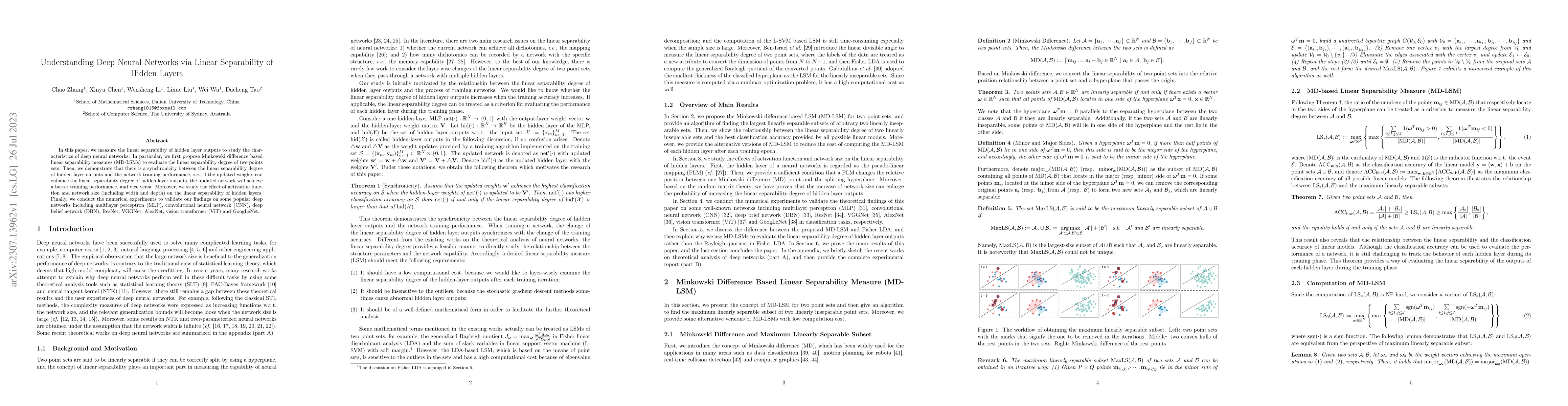 Thumbnail for Understanding Deep Neural Networks via Linear Separability of Hidden
  Layers