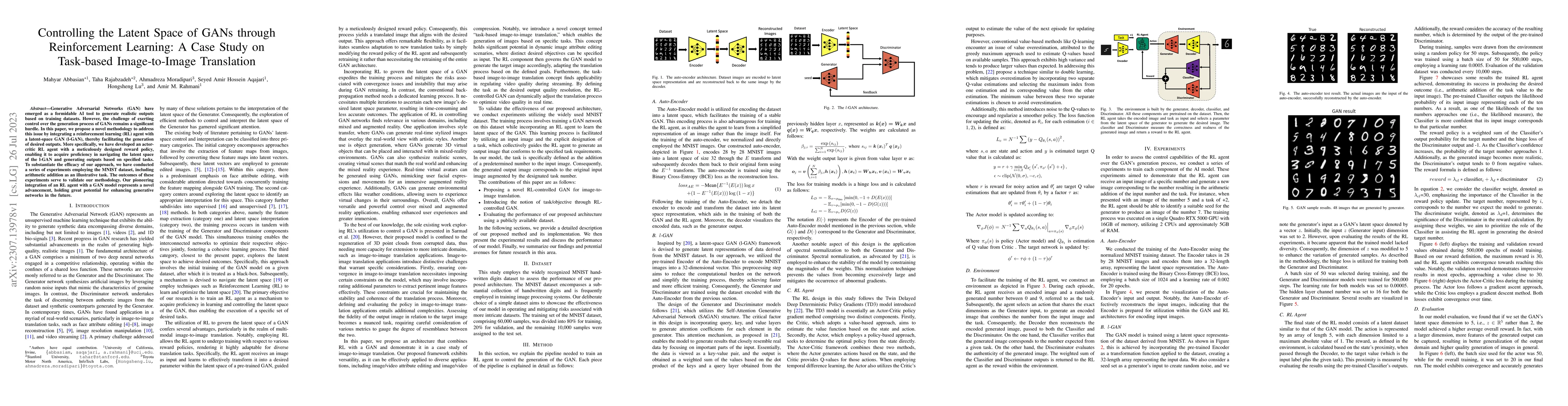 Thumbnail for Controlling the Latent Space of GANs through Reinforcement Learning: A
  Case Study on Task-based Image-to-Image Translation