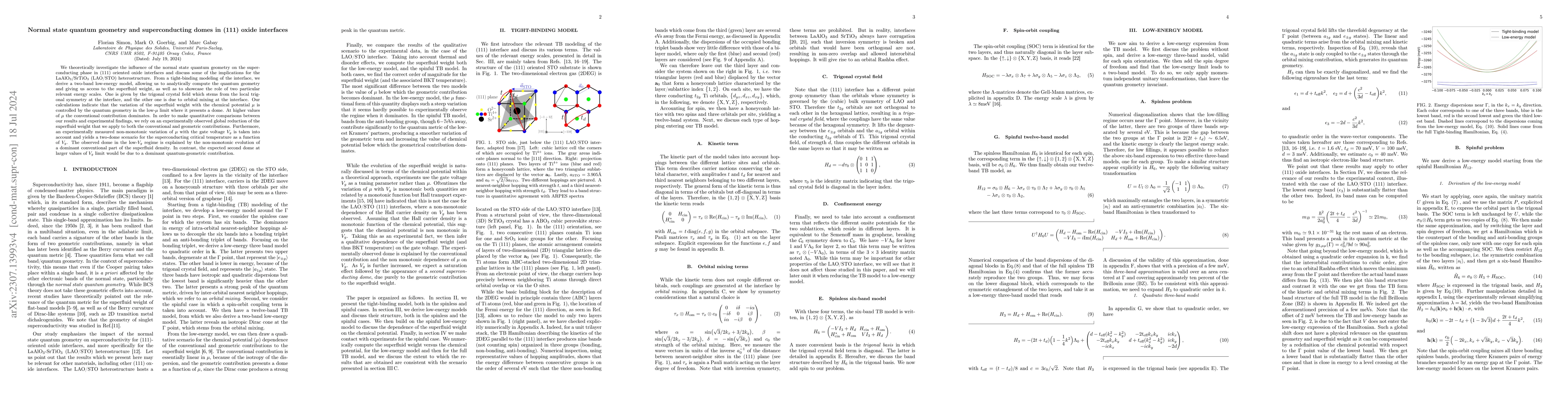 Thumbnail for Normal state quantum geometry and superconducting domes in (111) oxide
  interfaces