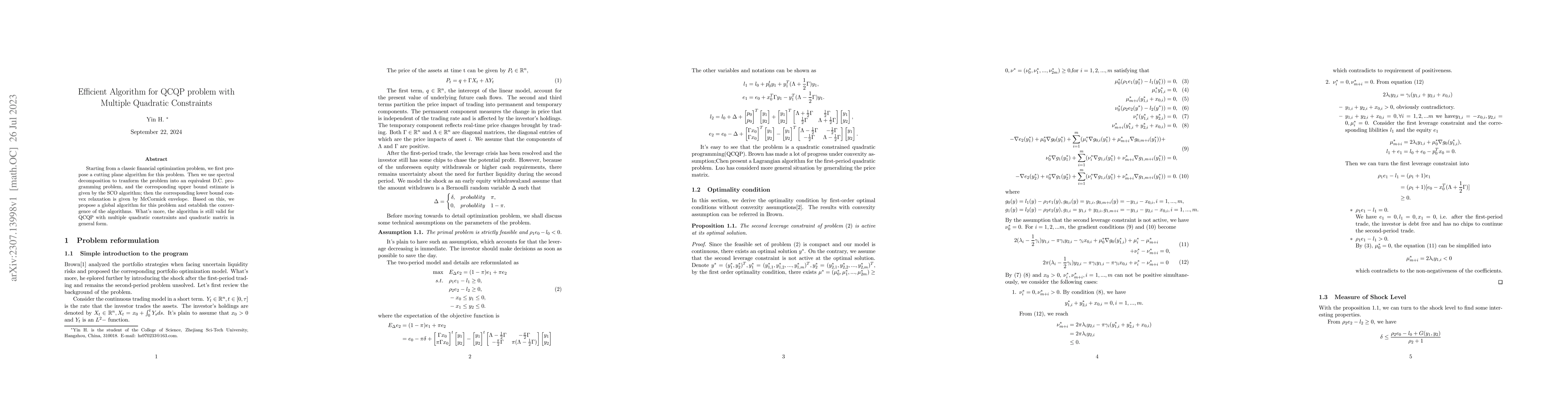 Thumbnail for Efficient Algorithm for QCQP problem with Multiple Quadratic Constraints