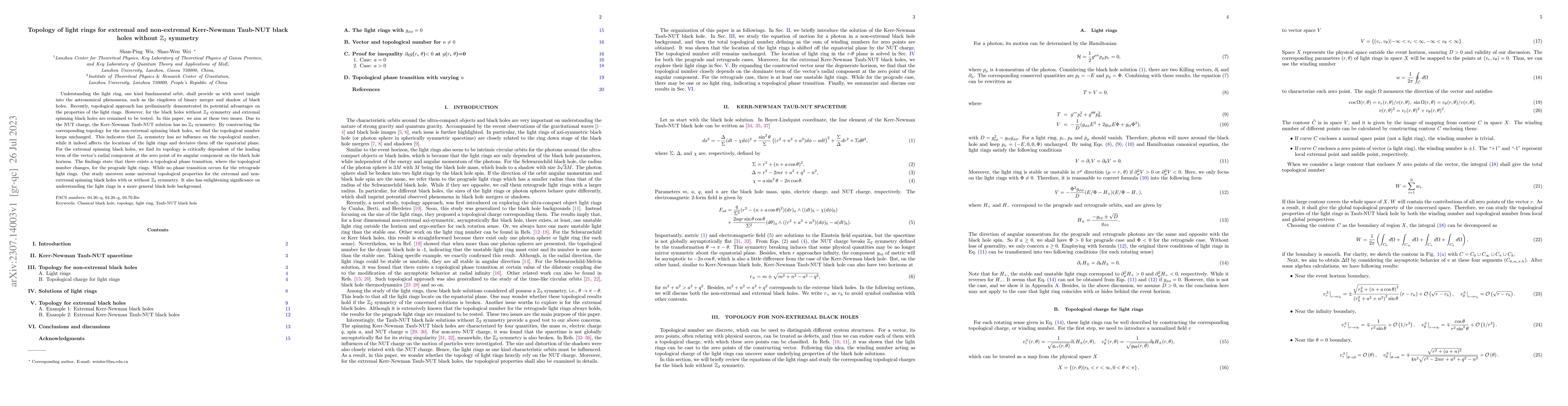 Thumbnail for Topology of light rings for extremal and non-extremal Kerr-Newman
  Taub-NUT black holes without $\mathbb{Z}_2$ symmetry