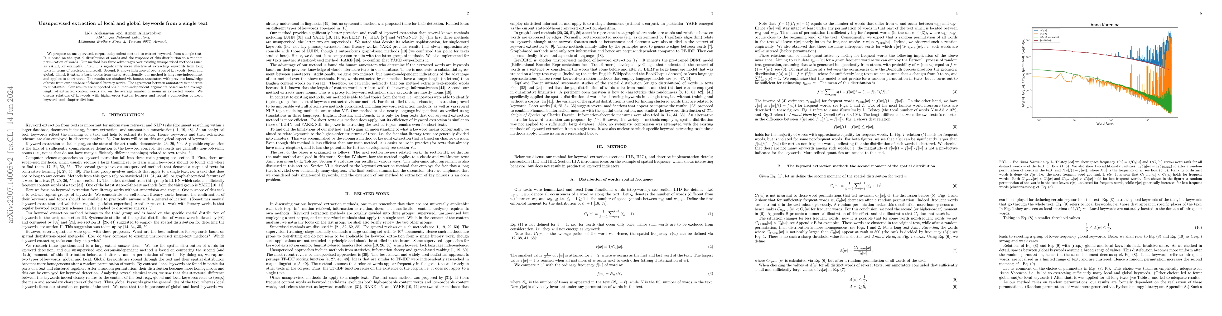 Thumbnail for Unsupervised extraction of local and global keywords from a single text