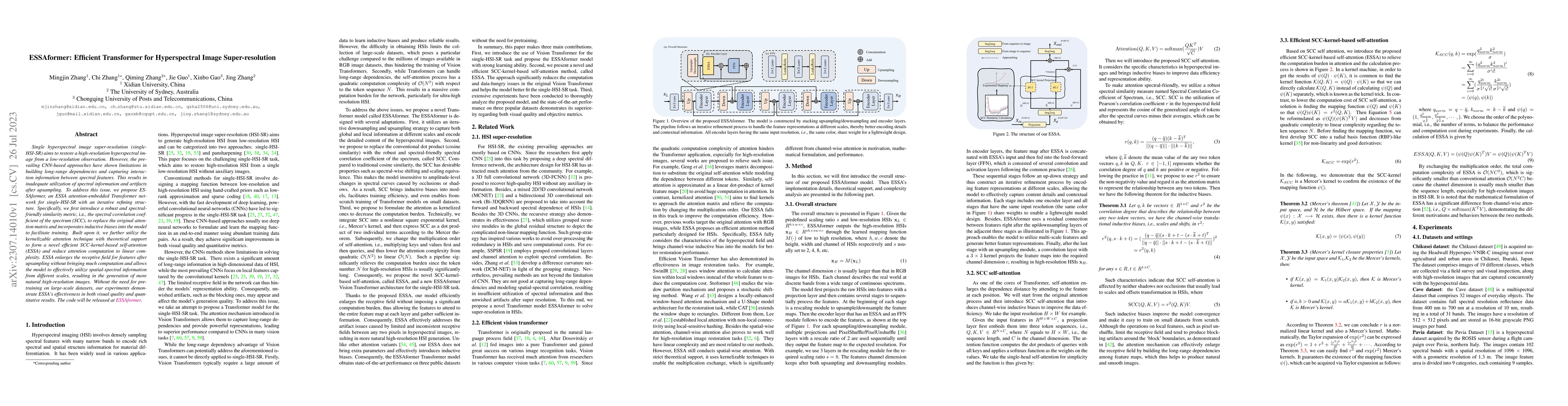 Thumbnail for ESSAformer: Efficient Transformer for Hyperspectral Image
  Super-resolution