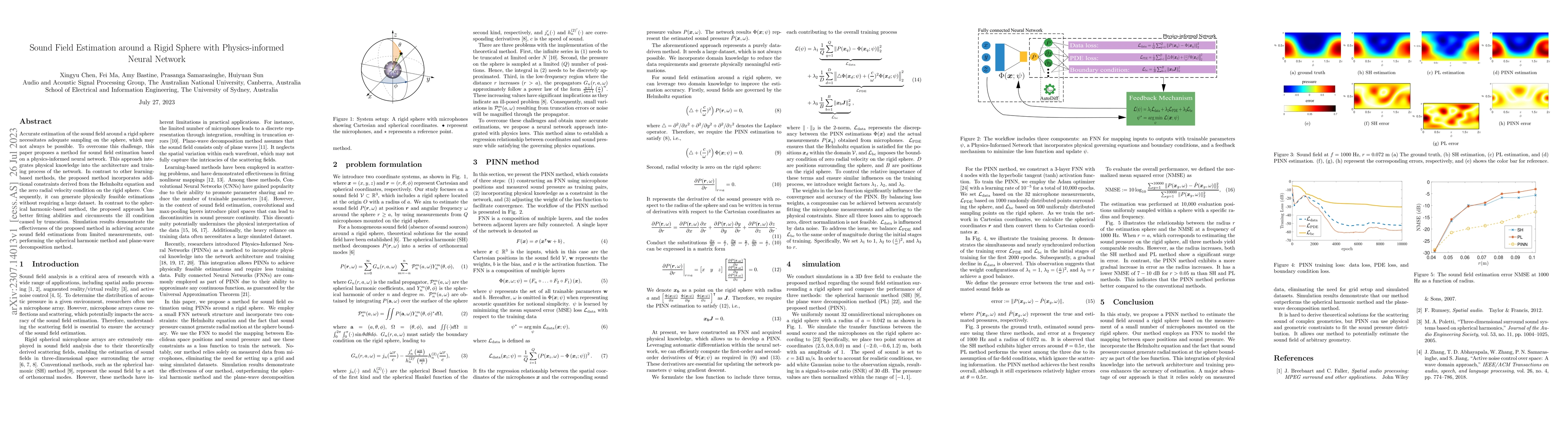 Thumbnail for Sound Field Estimation around a Rigid Sphere with Physics-informed
  Neural Network