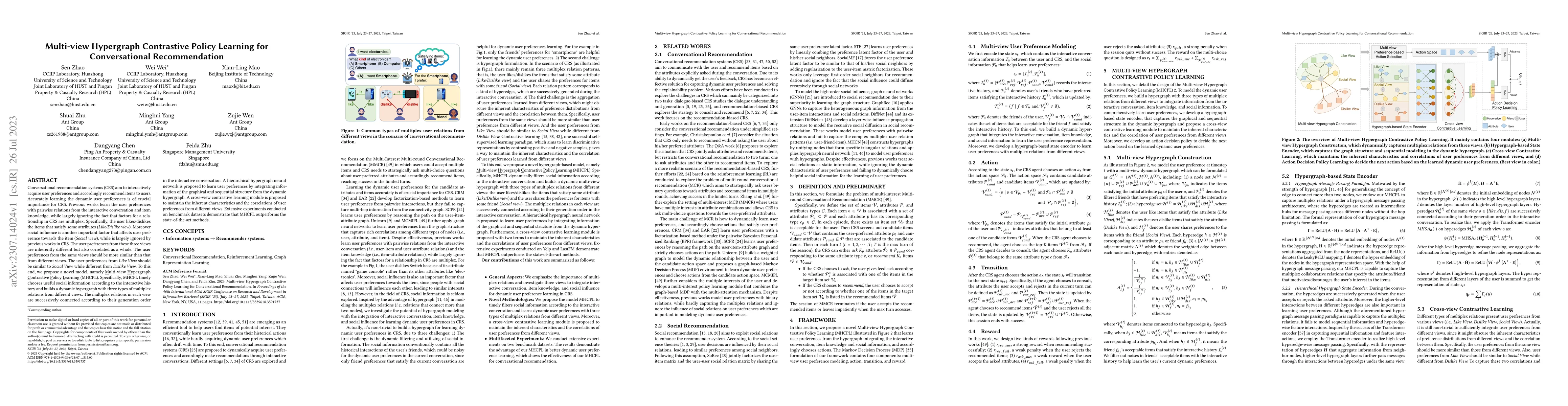 Thumbnail for Multi-view Hypergraph Contrastive Policy Learning for Conversational
  Recommendation