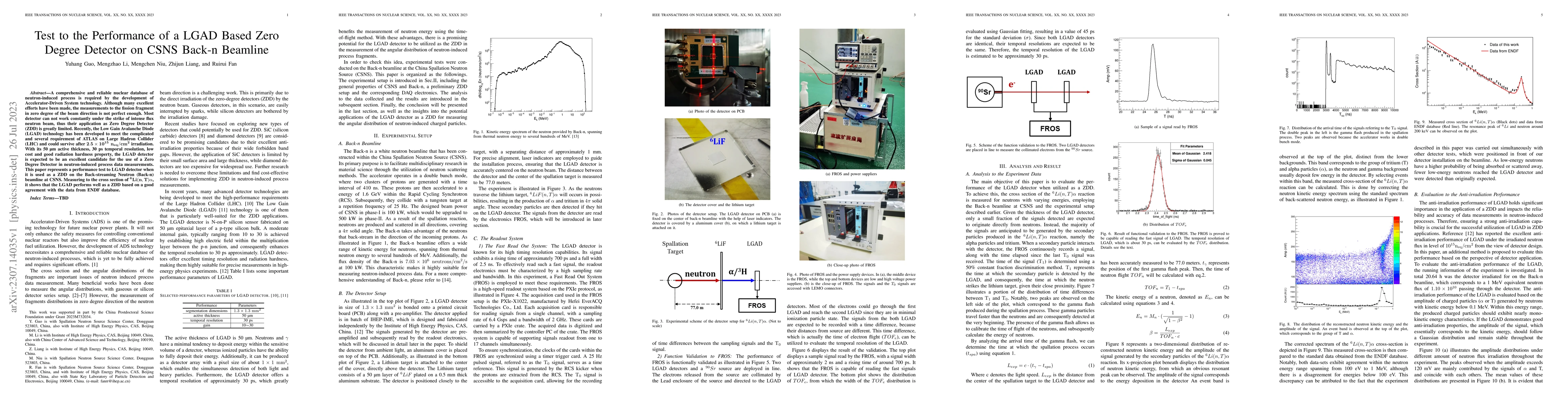 Thumbnail for Test to the Performance of a LGAD Based Zero Degree Detector on CSNS
  Back-n Beamline