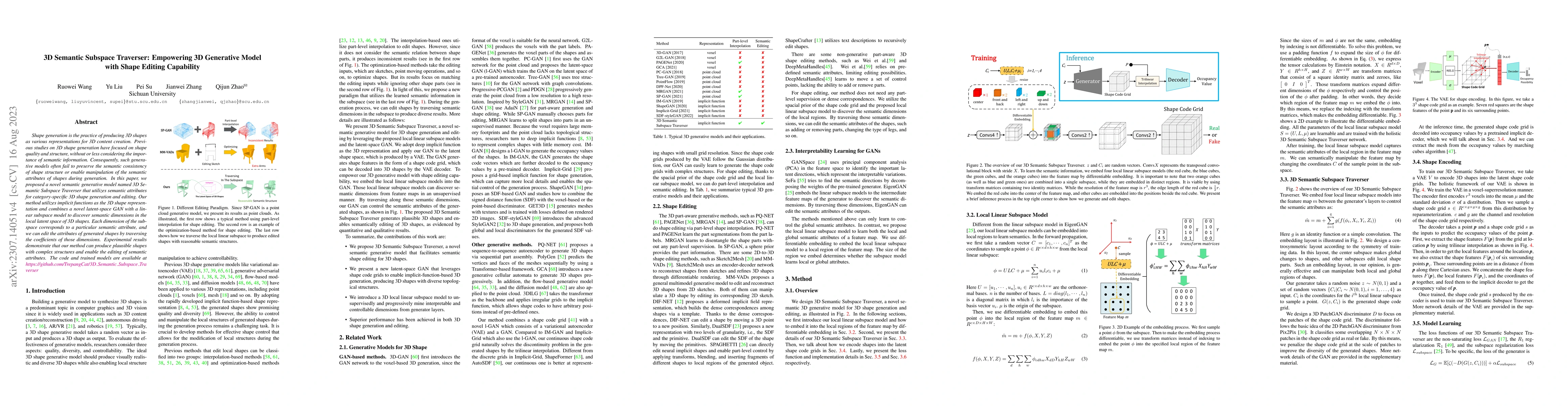 Thumbnail for 3D Semantic Subspace Traverser: Empowering 3D Generative Model with
  Shape Editing Capability