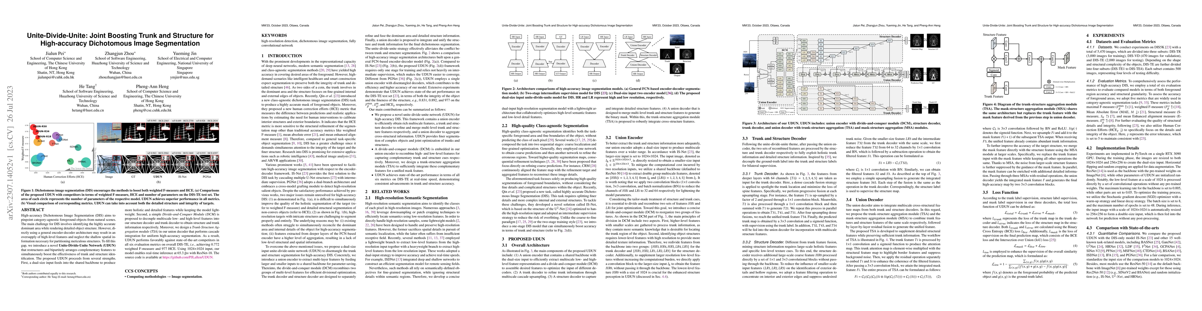 Thumbnail for Unite-Divide-Unite: Joint Boosting Trunk and Structure for High-accuracy
  Dichotomous Image Segmentation