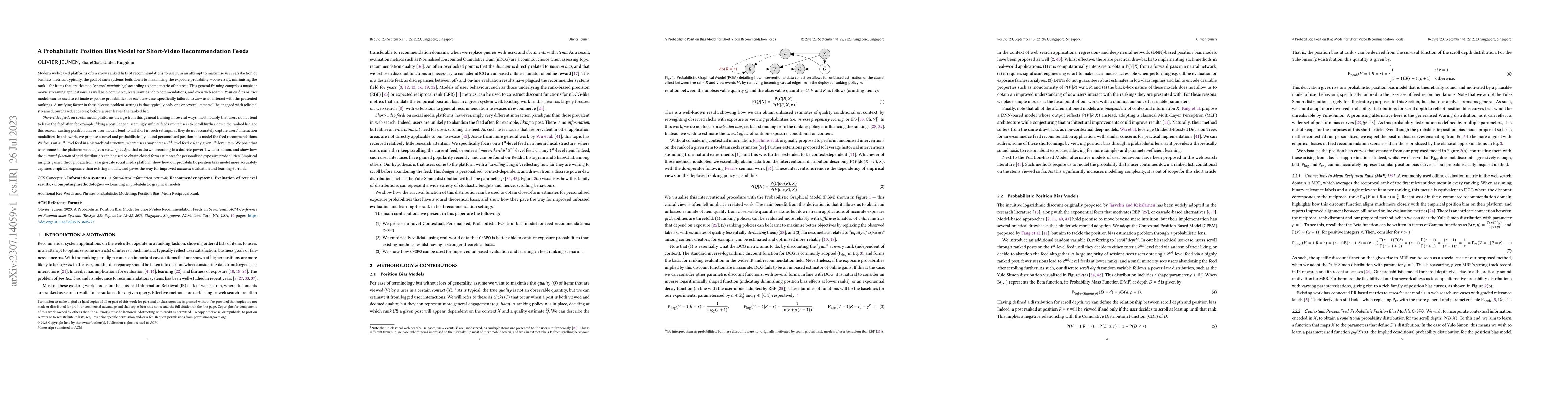 Thumbnail for A Probabilistic Position Bias Model for Short-Video Recommendation Feeds