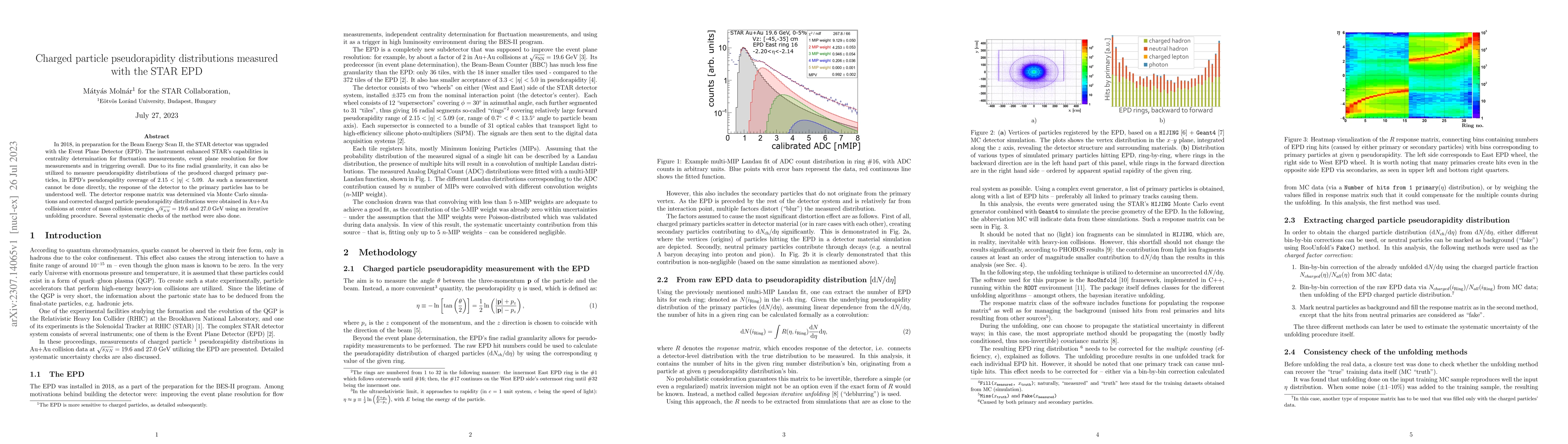 Thumbnail for Charged particle pseudorapidity distributions measured with the STAR EPD