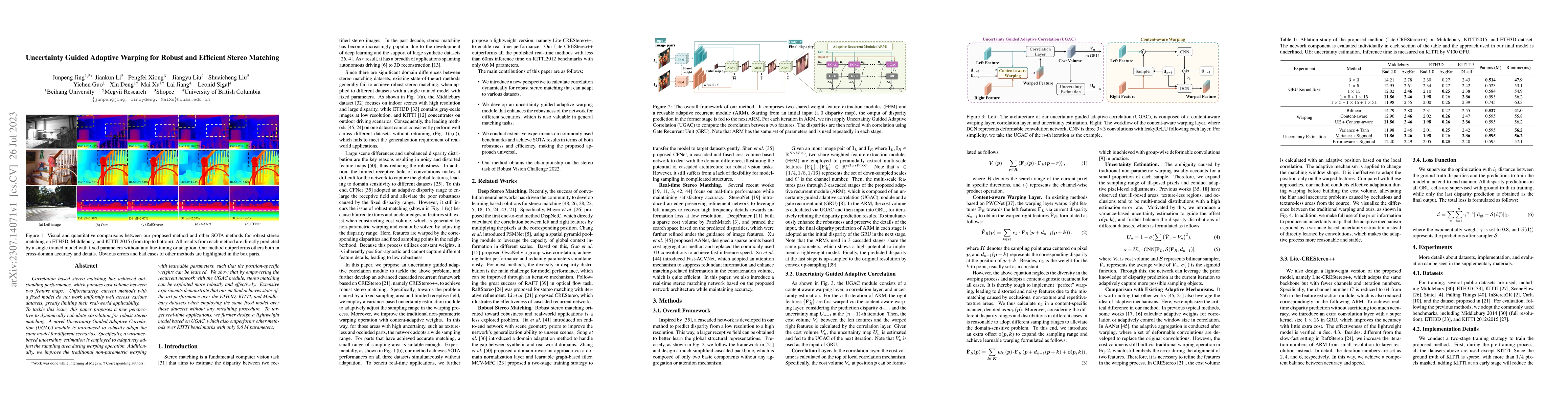 Thumbnail for Uncertainty Guided Adaptive Warping for Robust and Efficient Stereo
  Matching