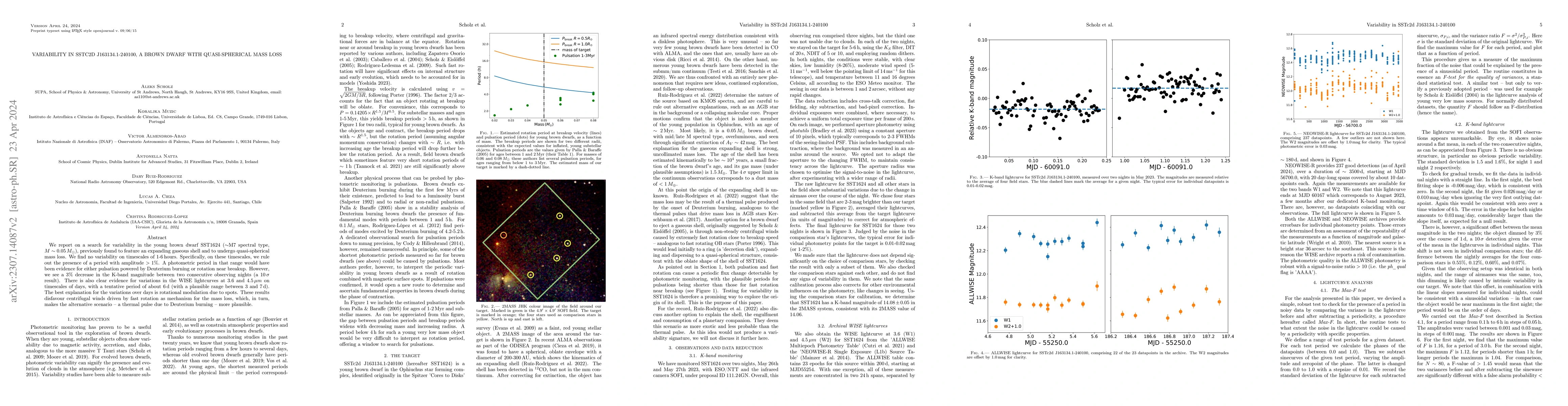 Thumbnail for Variability in SSTc2d J163134.1-240100, a brown dwarf with
  quasi-spherical mass loss