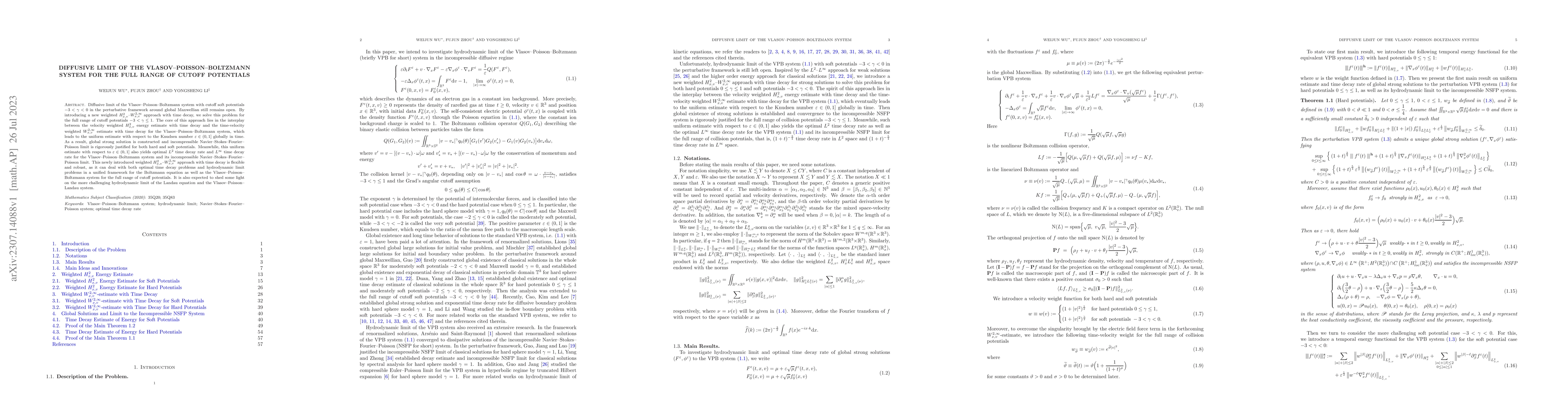 Thumbnail for Diffusive Limit of the Vlasov-Poisson-Boltzmann System for the Full
  Range of Cutoff Potentials