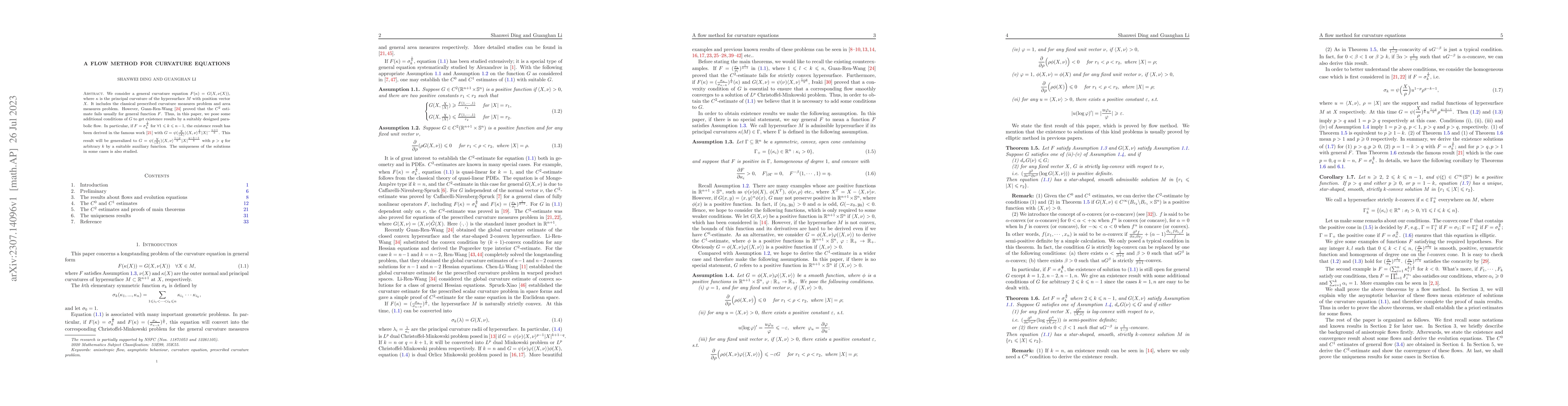 Thumbnail for A flow method for curvature equations